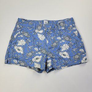 Gap Blue & White Floral Print City Short sz 4 NWOT